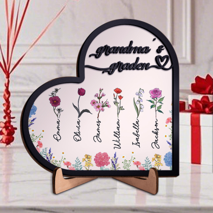 Custom Grandma’s Garden Floral Name Plaque – Personalized Mother’s Day Birthflower Gift | Lorajewel