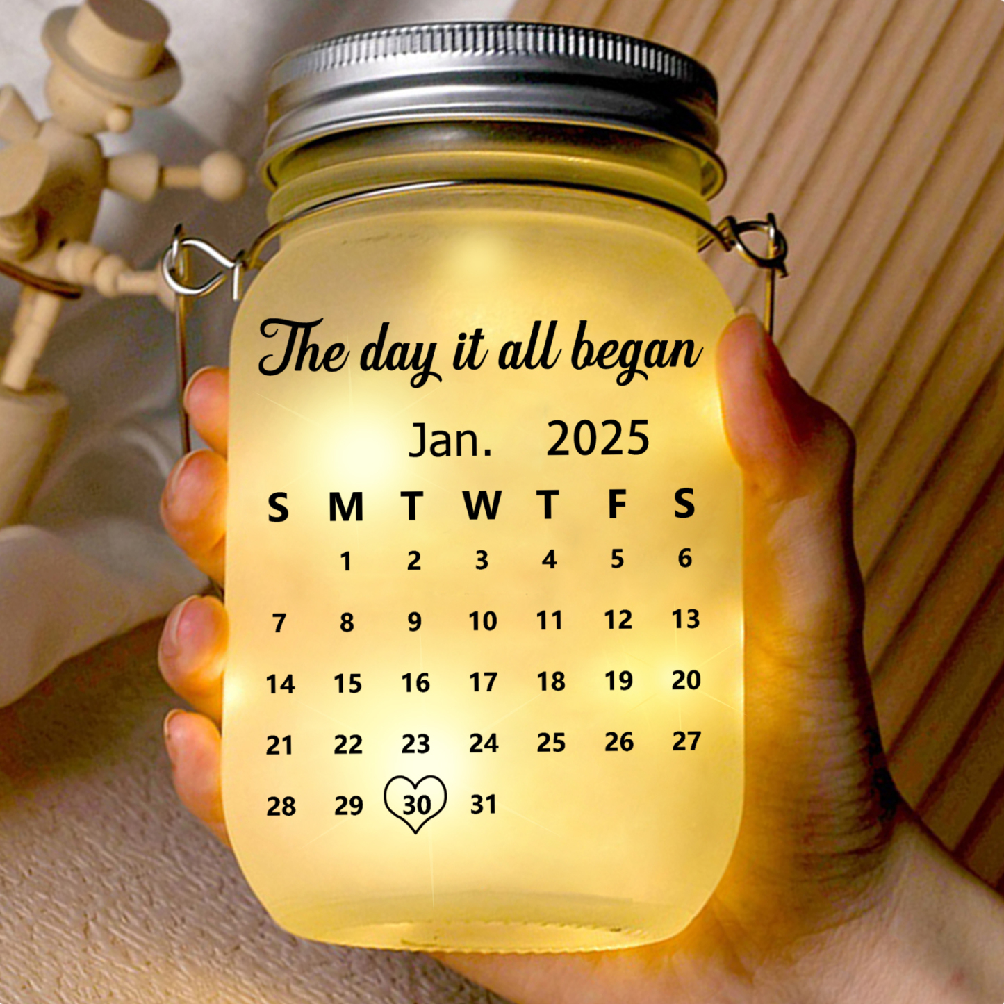 Personalized Couple Pinky Promise Solar Mason Jar Fairy Light