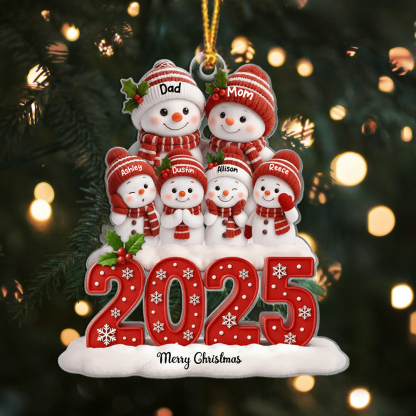 Personalized Family Snowman Names Ornament 2025