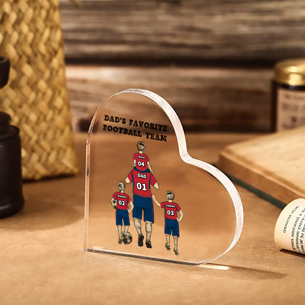 Personalized Heart-Shaped Football Acrylic Plaque - Father’s Day Gift | Lorajewel
