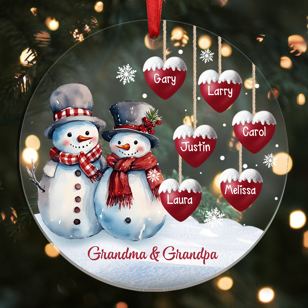 Personalized Snowman Family Ornament Custom with 1-10 Names Christmas Gift 