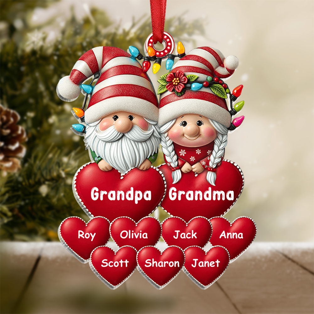 Personalized Santa Claus Hanging Ornament Custom 3-17 Names Acrylic Christmas Gift for Grandpa/Grandma/Mom/Dad