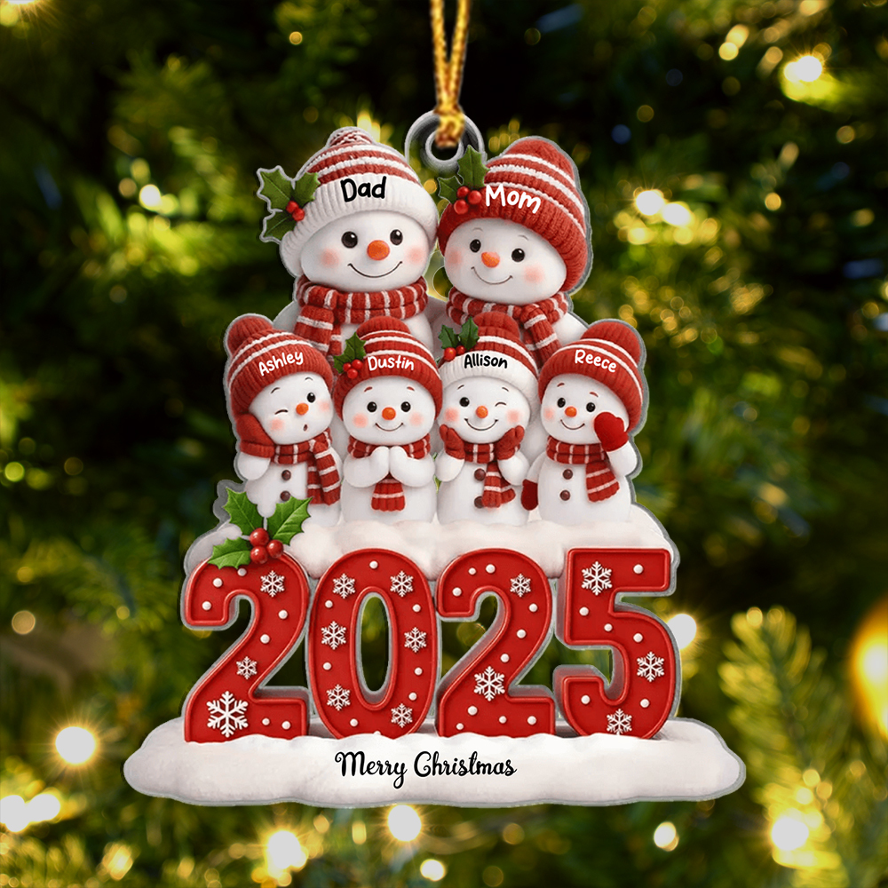 Personalized Family Snowman Names Ornament 2025