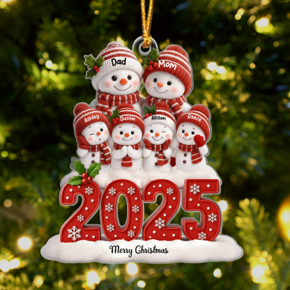Personalized Family Snowman Names Ornament 2025