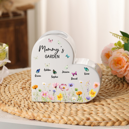 Personalized Ceramic Heart Vase “Mum’s Garden” with 1 to 10 Names – Gift Idea for Mother’s Day, Mum’s Birthday | Lorajewel