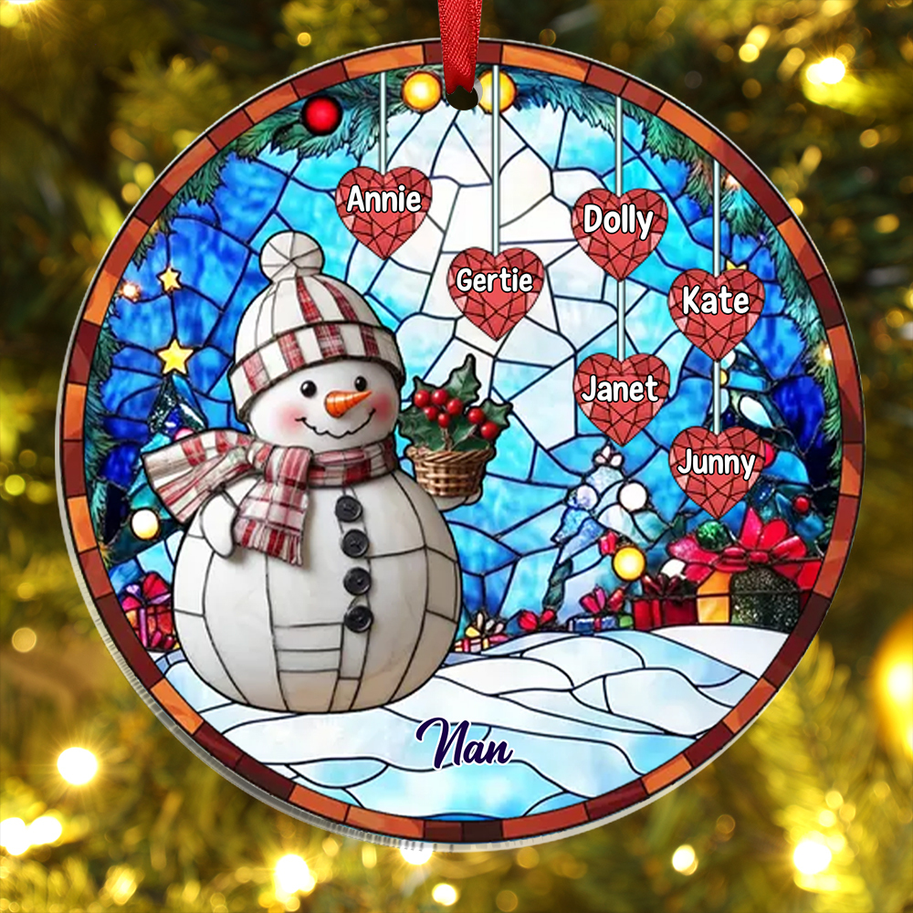Custom Snowman Ornament Family Christmas Decoration Personalized 1-10 Names
