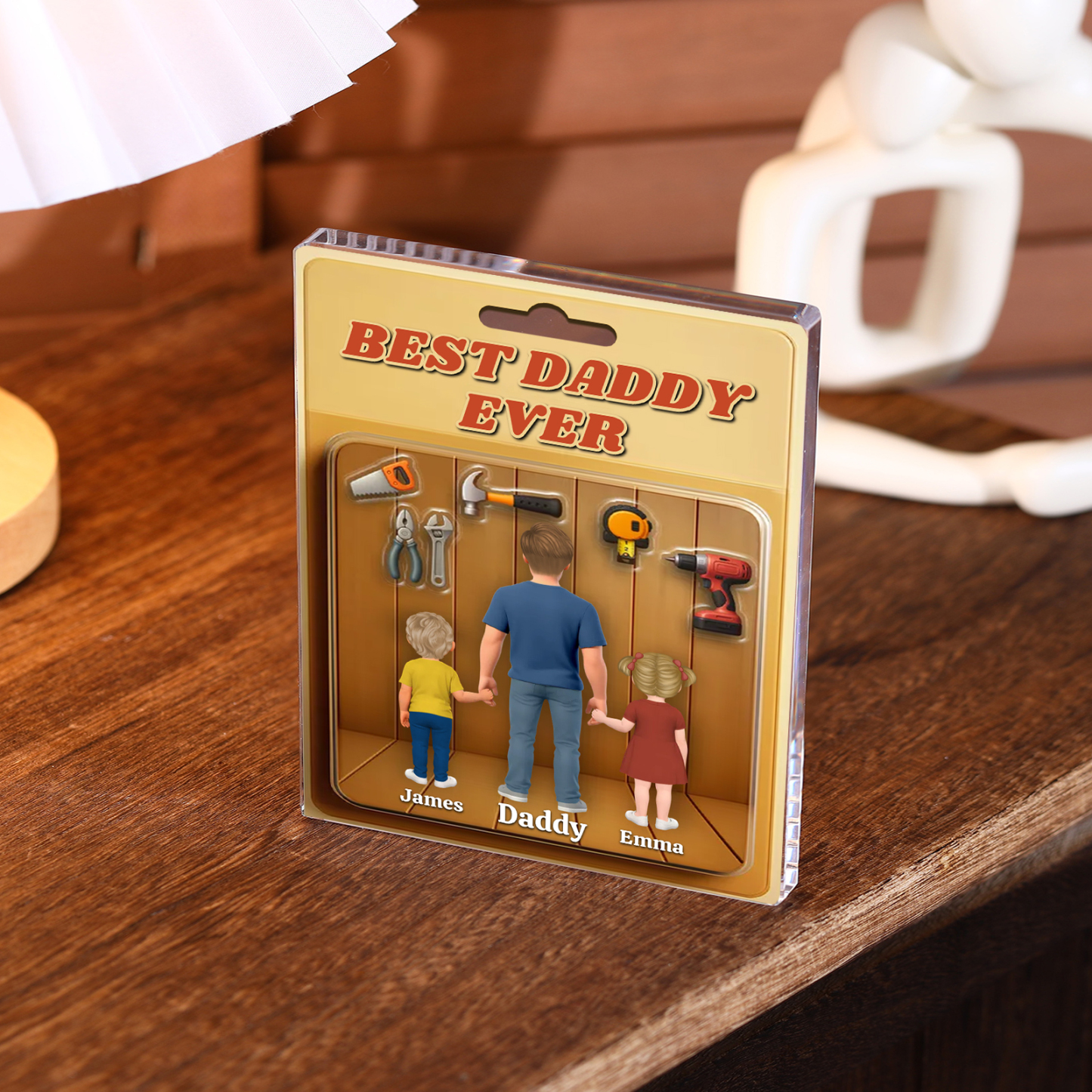 Custom Father’s Day Gift – Tool-Themed “Best Daddy Ever” Plaque with Personalized Men’s Bracelet | Lorajewel