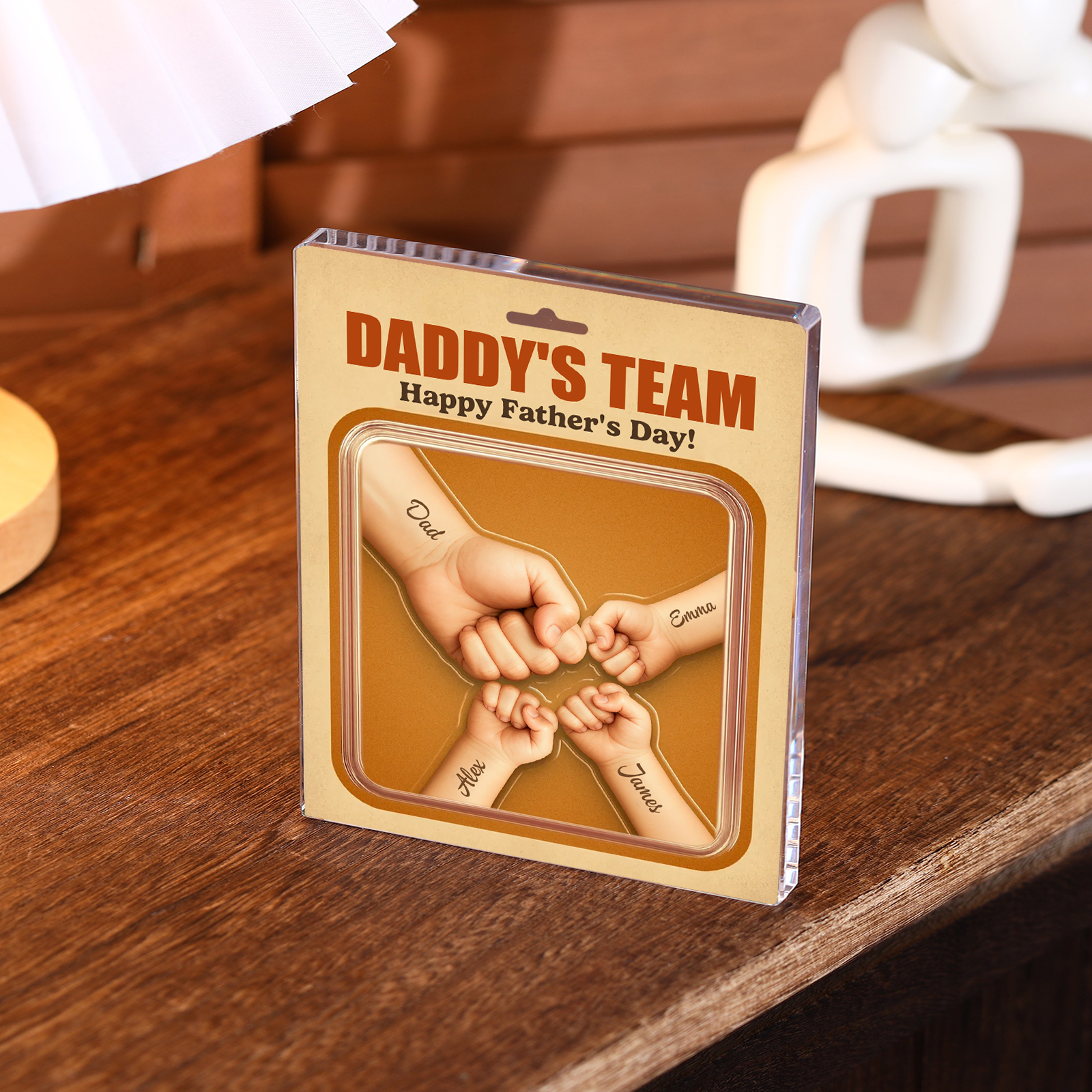 Perosnalized Daddy’s Team Acrylic Block - Custom Plaque Home Decoration for Father | Lorajewel