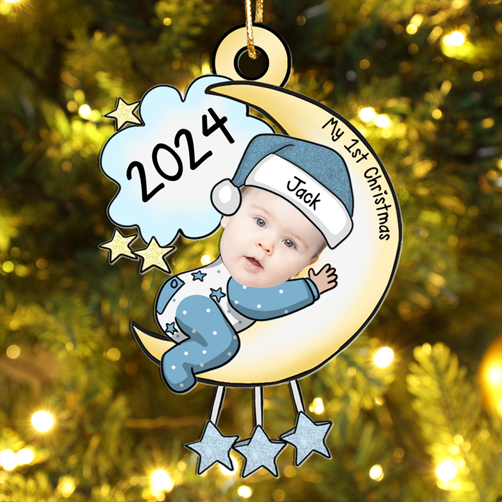 Personalized Baby's First Christmas Ornament with Custom Photo and Name