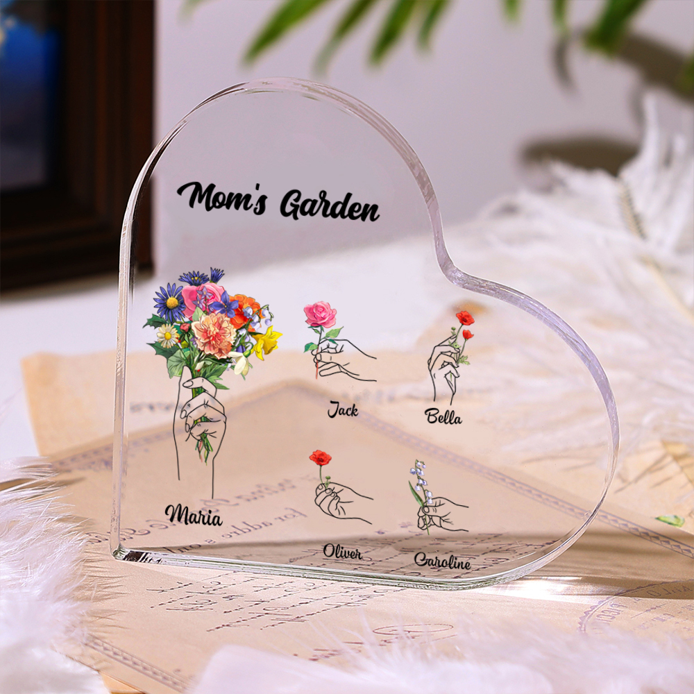 Personalized ‘Mom's Garden’ Heart Ornament Keepsake – Custom Mother’s Day Gift with Child Names | Lorajewel