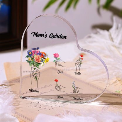 Personalized ‘Mom's Garden’ Heart Ornament Keepsake – Custom Mother’s Day Gift with Child Names | Lorajewel