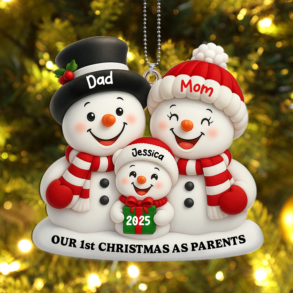 Personalised Snowman Family 1st Christmas Ornament