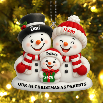 Personalised Snowman Family 1st Christmas Ornament