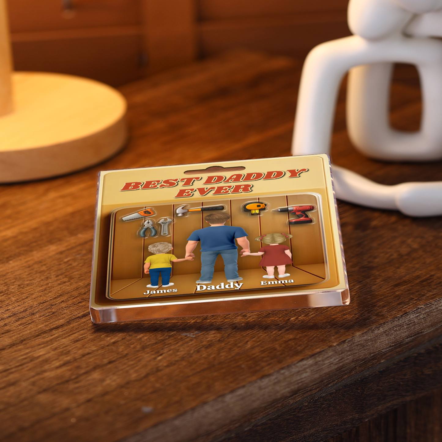 Custom Father’s Day Gift – Tool-Themed “Best Daddy Ever” Plaque with Personalized Men’s Bracelet | Lorajewel