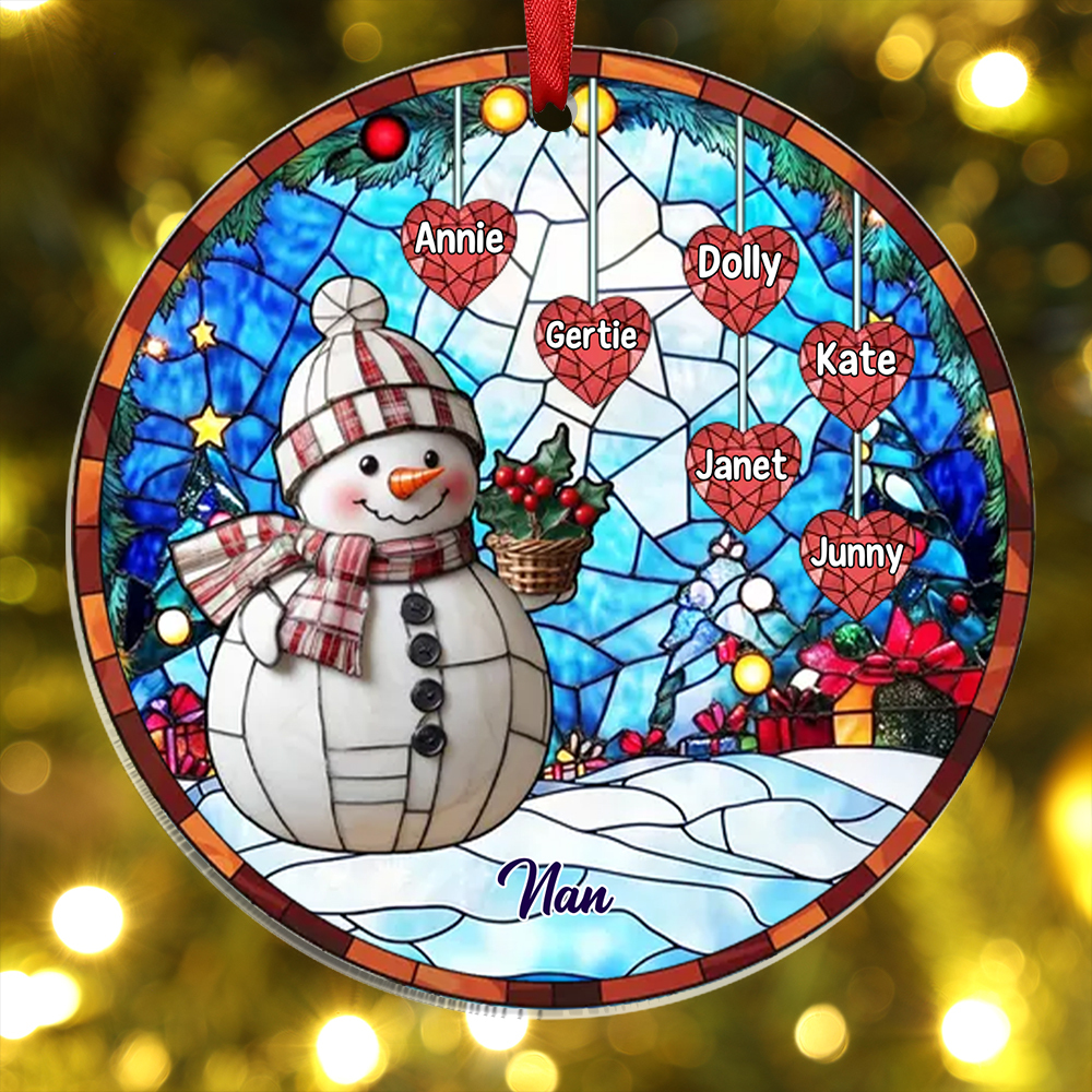 Custom Snowman Ornament Family Christmas Decoration Personalized 1-10 Names