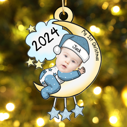 Personalized Baby's First Christmas Ornament with Custom Photo and Name
