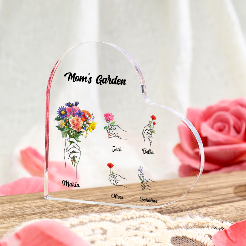 Personalized ‘Mom's Garden’ Heart Ornament Keepsake – Custom Mother’s Day Gift with Child Names | Lorajewel