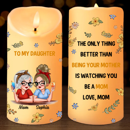 Personalized LED Candle from Mom to Daughter – Custom Names with Heart