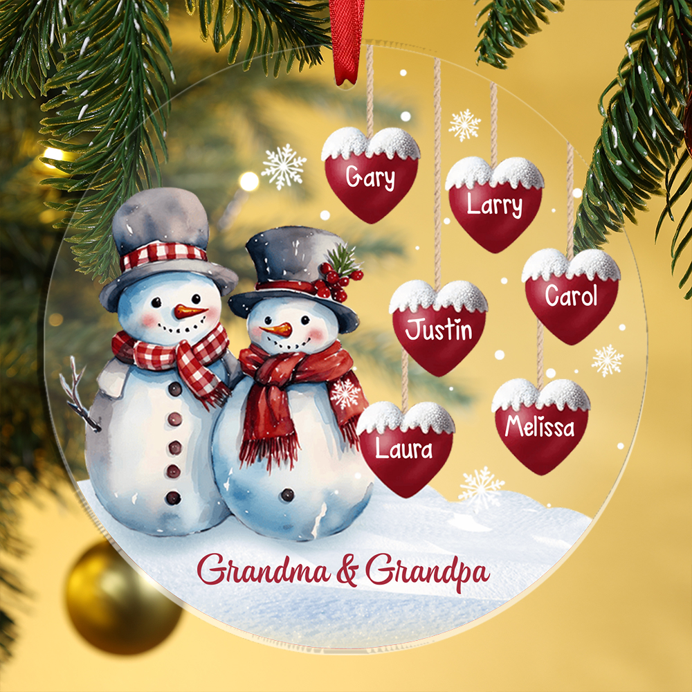 Personalized Snowman Family Ornament Custom with 1-10 Names Christmas Gift 