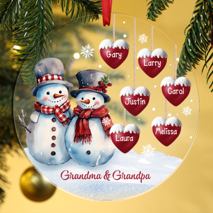 Personalized Snowman Family Ornament Custom with 1-10 Names Christmas Gift 