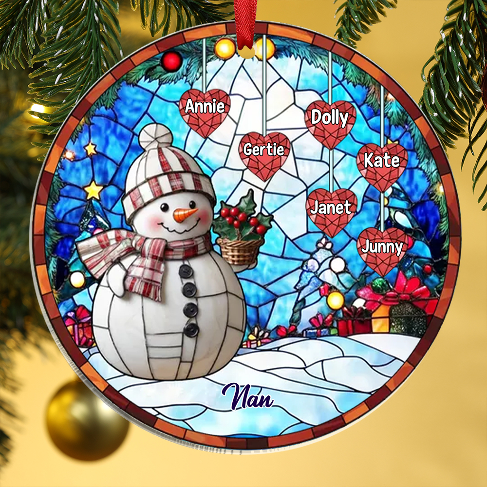 Custom Snowman Ornament Family Christmas Decoration Personalized 1-10 Names