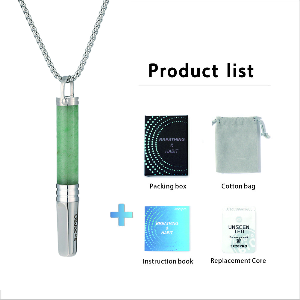 Gemstone Cylinder Breathing Necklace, Steel Tip