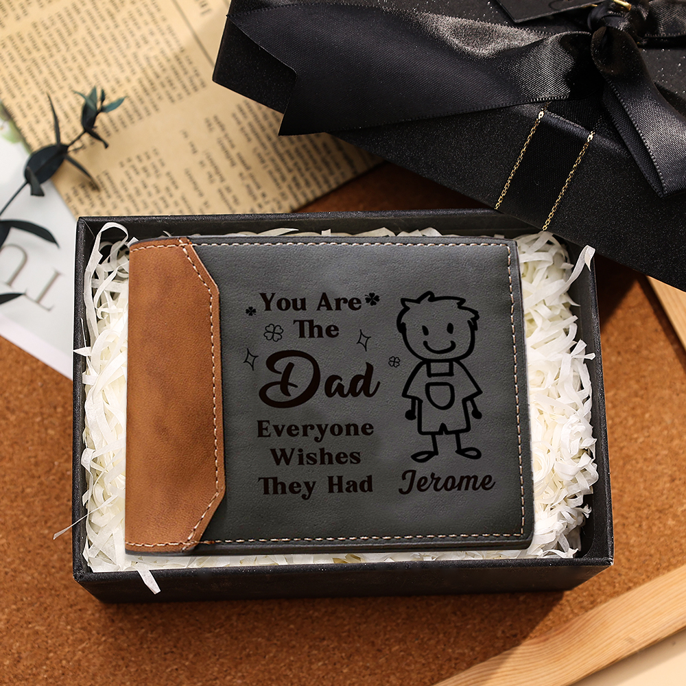 Personalized 1 Name Men Photo Wallet Hand Crafted in USA for Dad – Father’s Day Gift with Kids’ Name and Photo | Lorajewel
