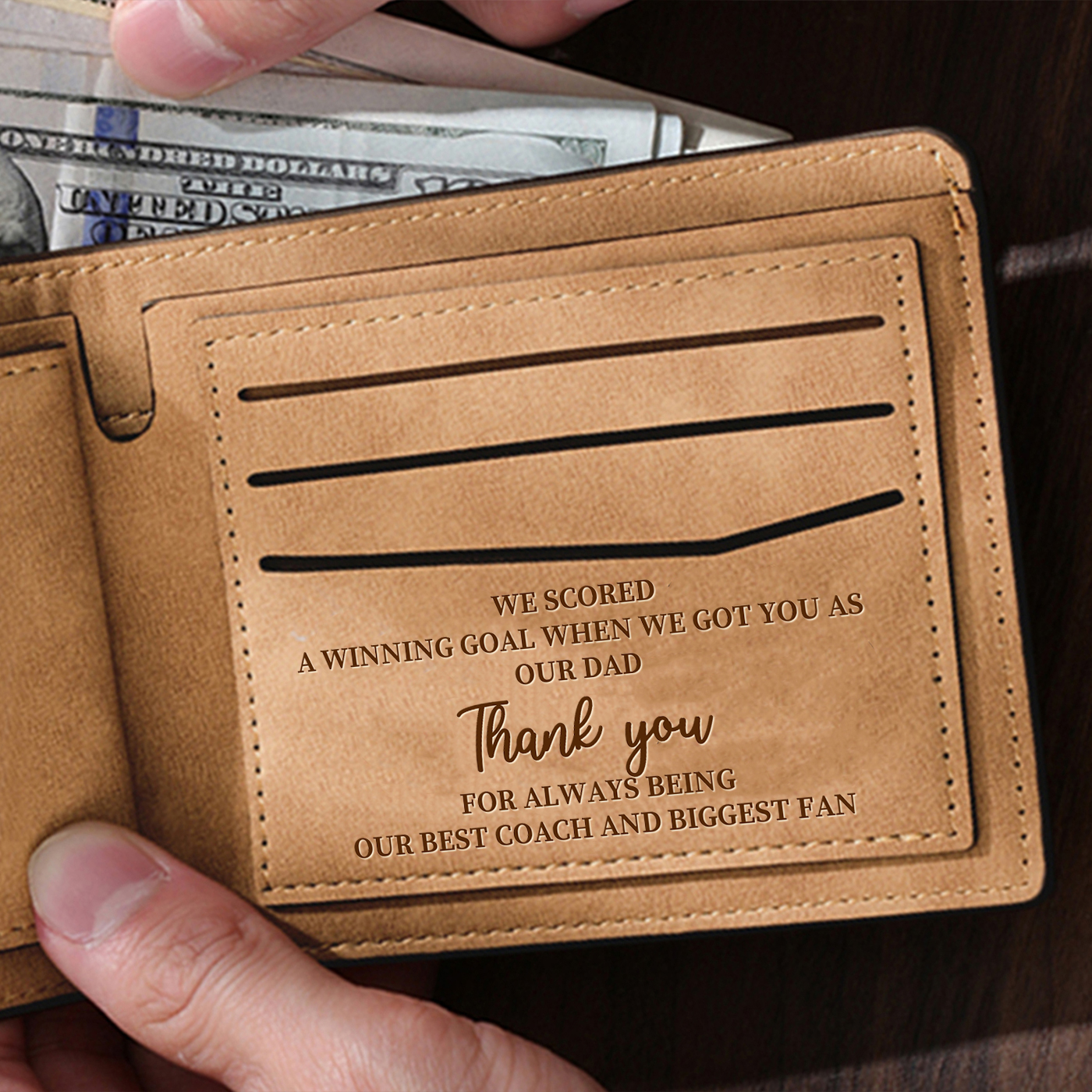 Personalized Best Dad Ever Leather Wallet – Custom Name Gift for Him | Lorajewel