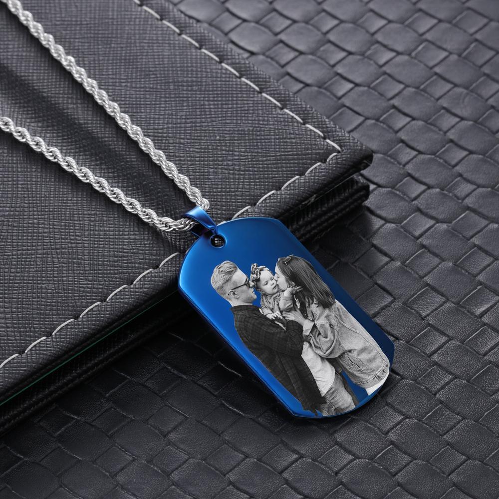 Custom Photo Tag Necklace with Calendar Personalized Gift For Him