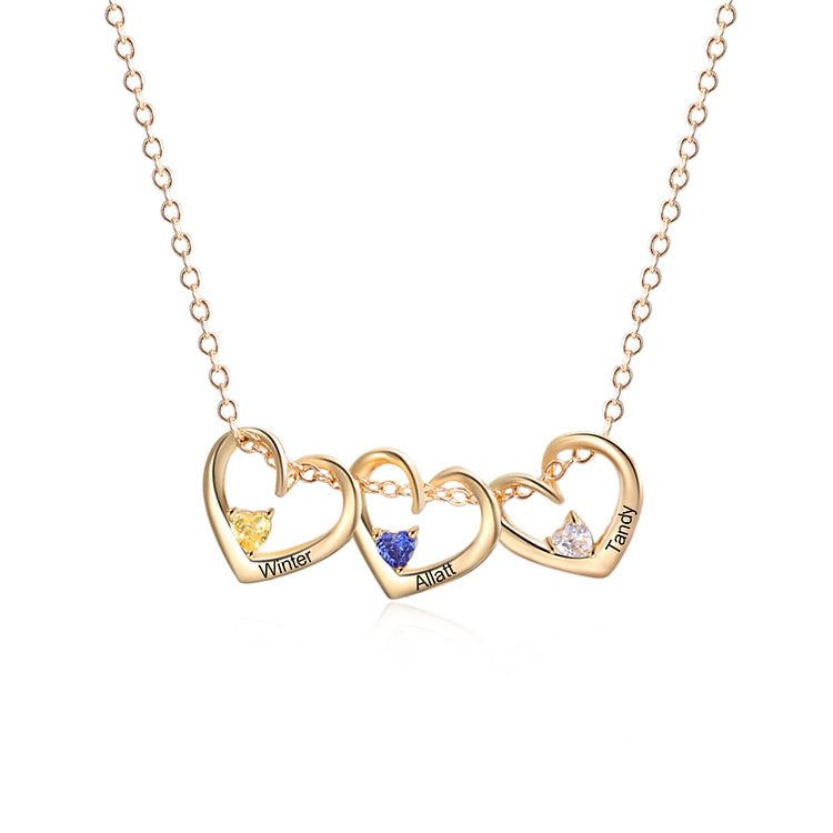 Personalized 1-5 Names Birthstone Necklace for Her