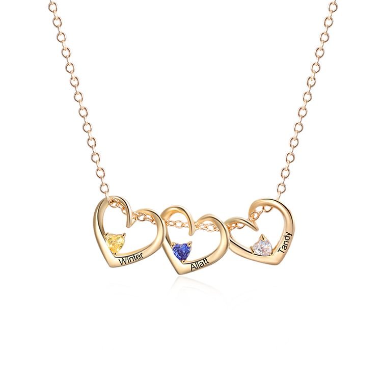 Personalized 1-5 Names Birthstone Necklace for Her