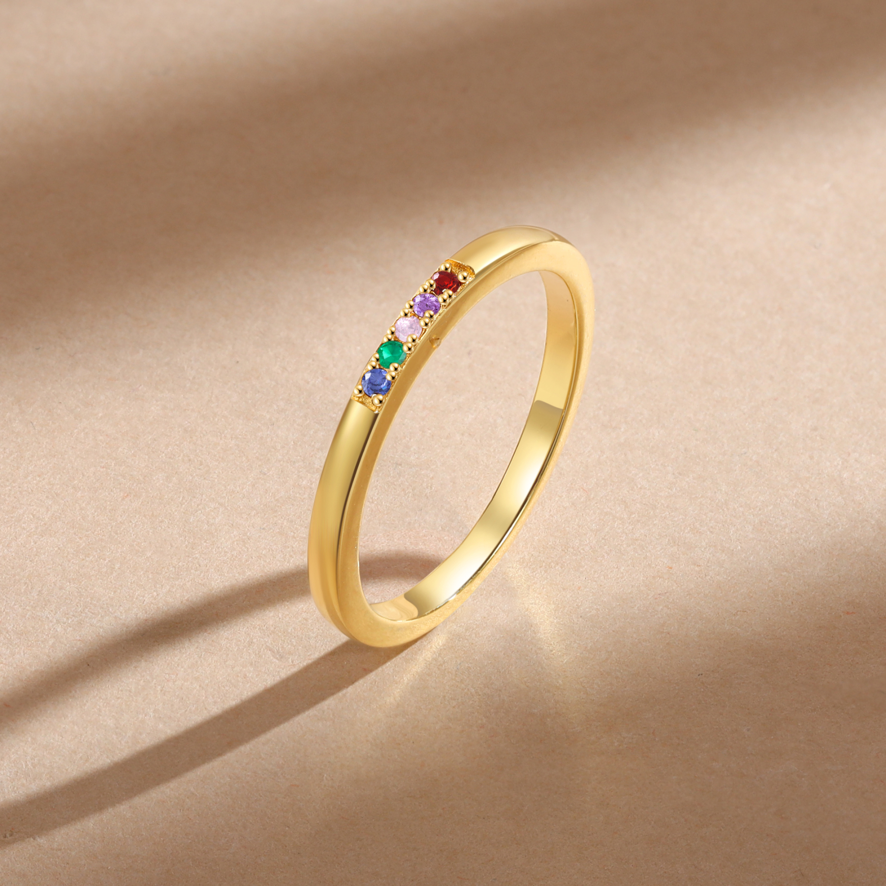Personalized Women's Ring Custom 5 Birthstones Ring Birthday Gift for Her
