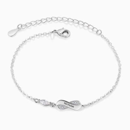 Personalized Silver Bracelet with 1–5 Engraved Names