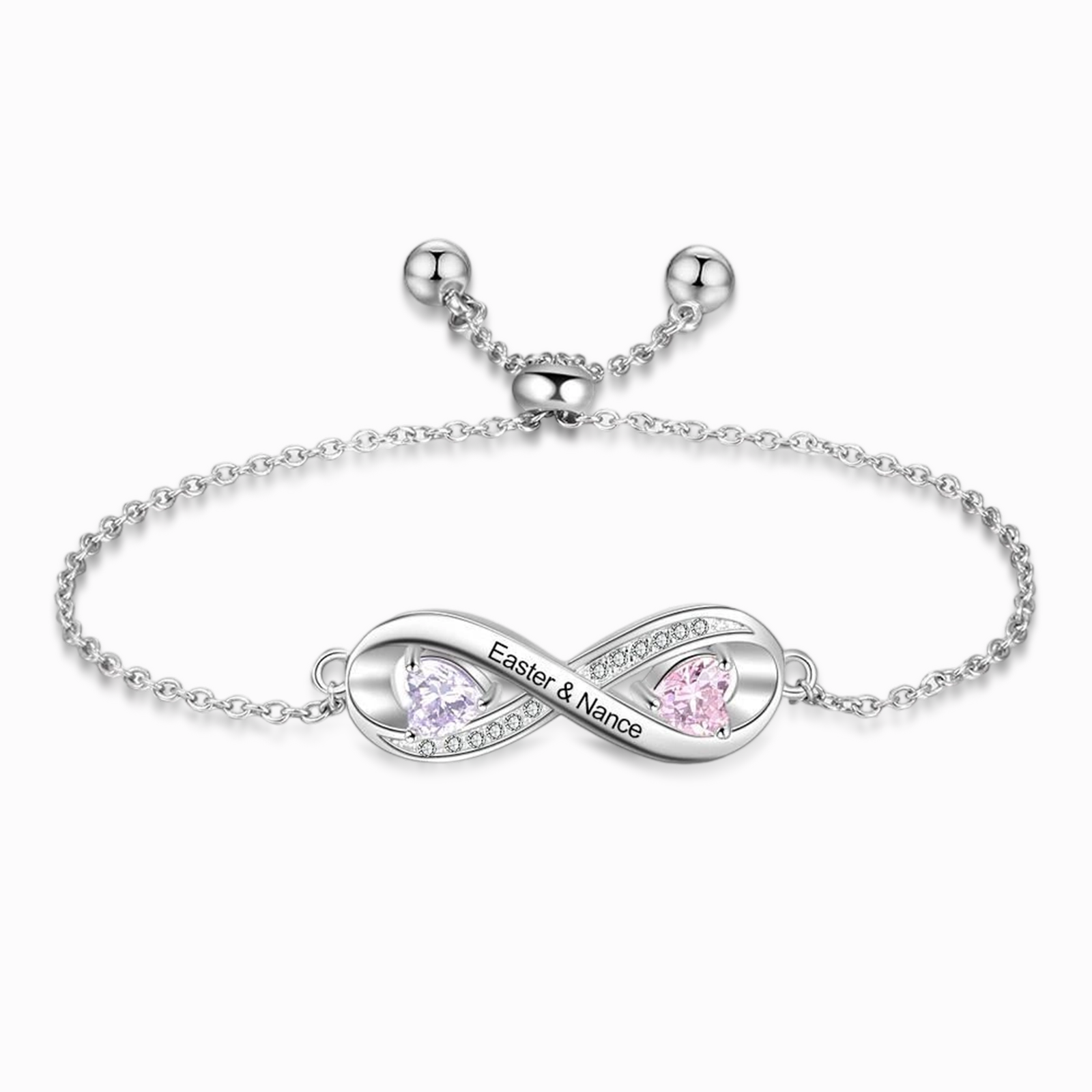 Infinity Birthstone Bracelet Adjustable Personalized Engraved Name Bracelet