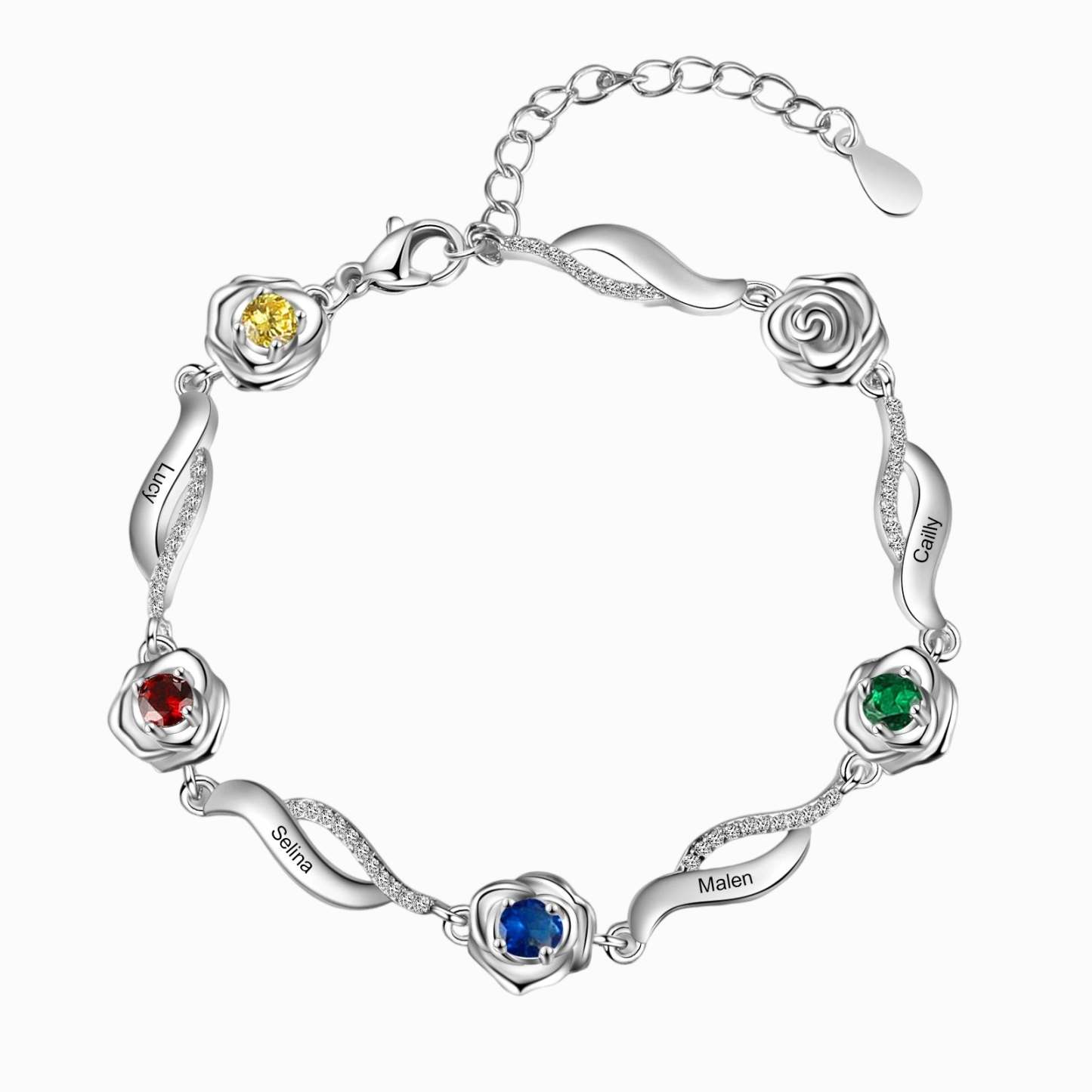 Personalized Rose Bracelet with 1-5 Names For Mum