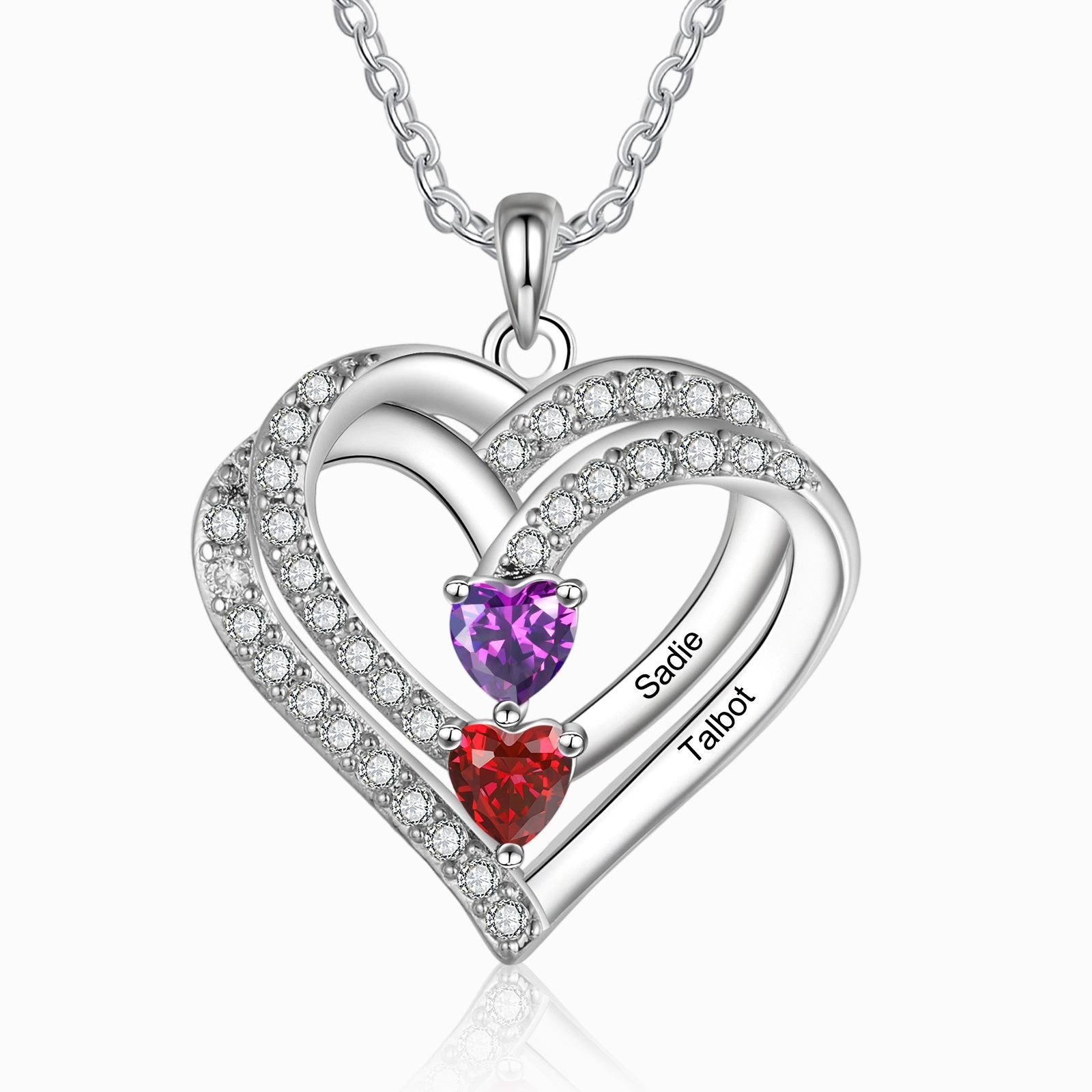 Personalized Interwoven Love Necklace Custom 1-4 Birthstones & Names for Women