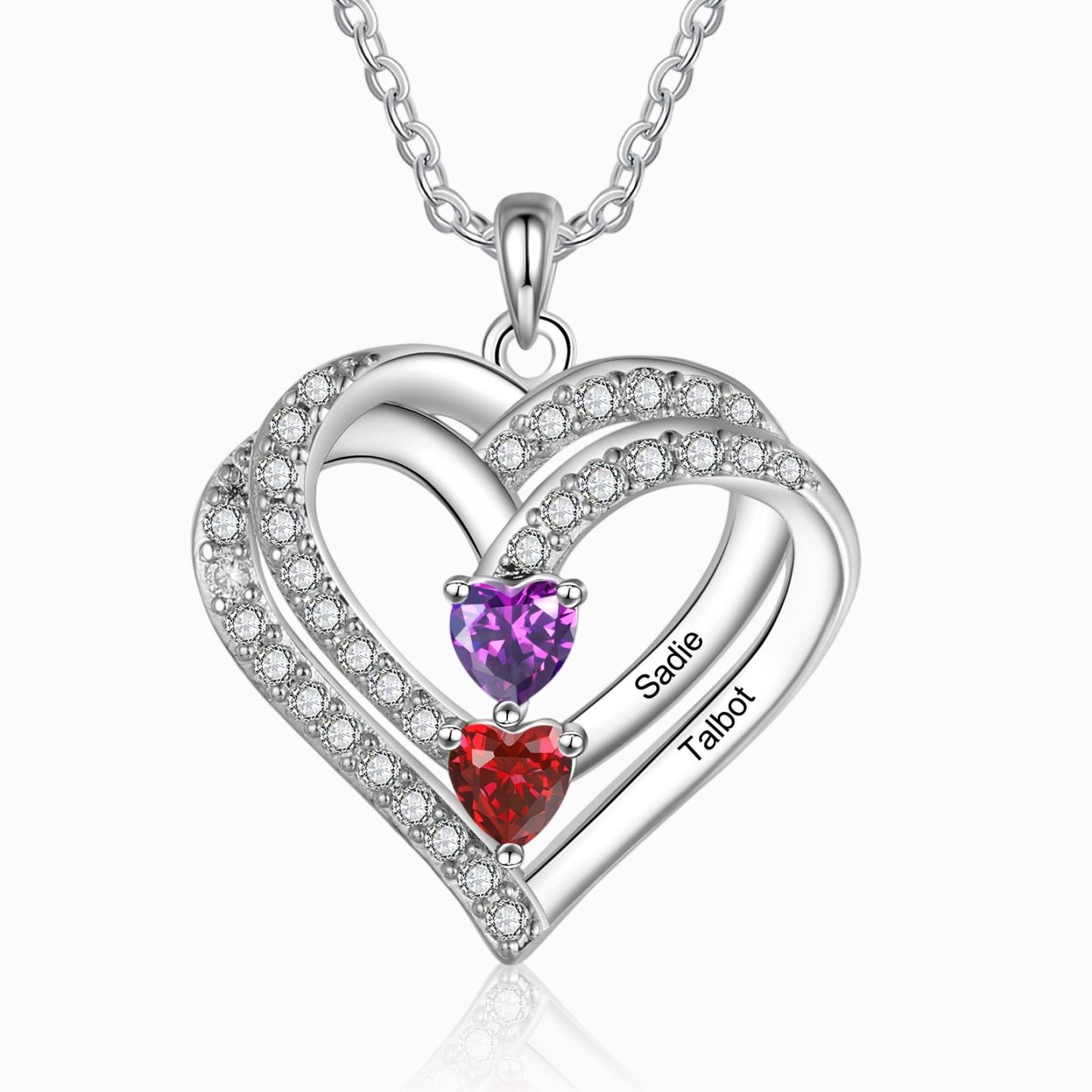 Personalized Interwoven Love Necklace Custom 1-4 Birthstones & Names for Women