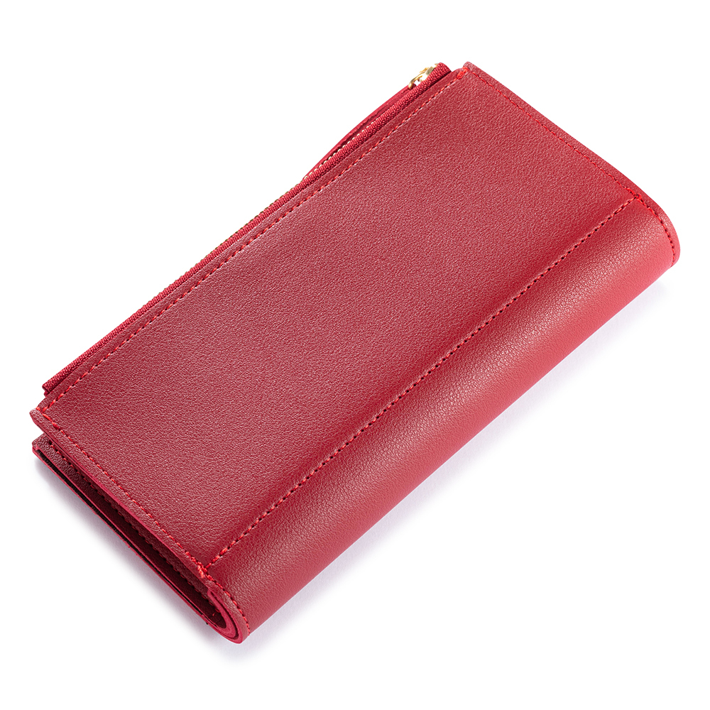 Women Long Style Photo Wallets Custom Inscription Photo Engraved Wallet Red