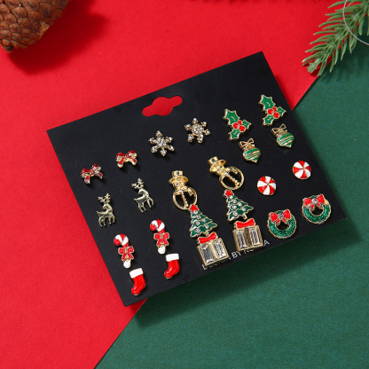 16-Pair Christmas Stud Earring Set Festive Holiday Jewelry for Women & Girls