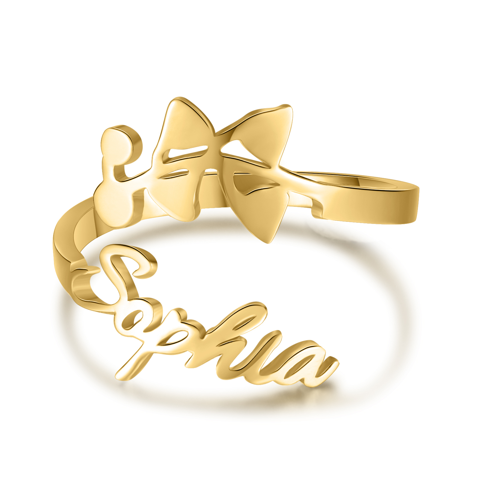 Lily of the Valley Name Ring Personalized May Birth Flower Ring for Her