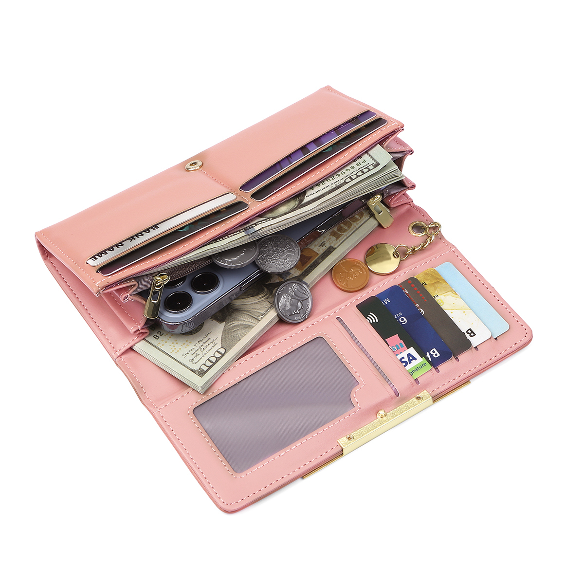 Personalized Pink Love Message Wallet with Holding Hands Design