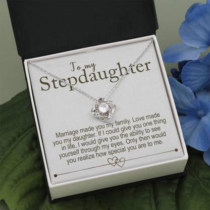 To My Stepdaughter - S925 Love Knot Necklace "Love Made You My Daughter" Gifts For Daughter
