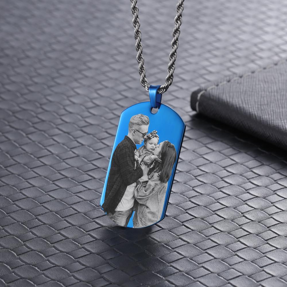 Custom Photo Tag Necklace with Calendar Personalized Gift For Him