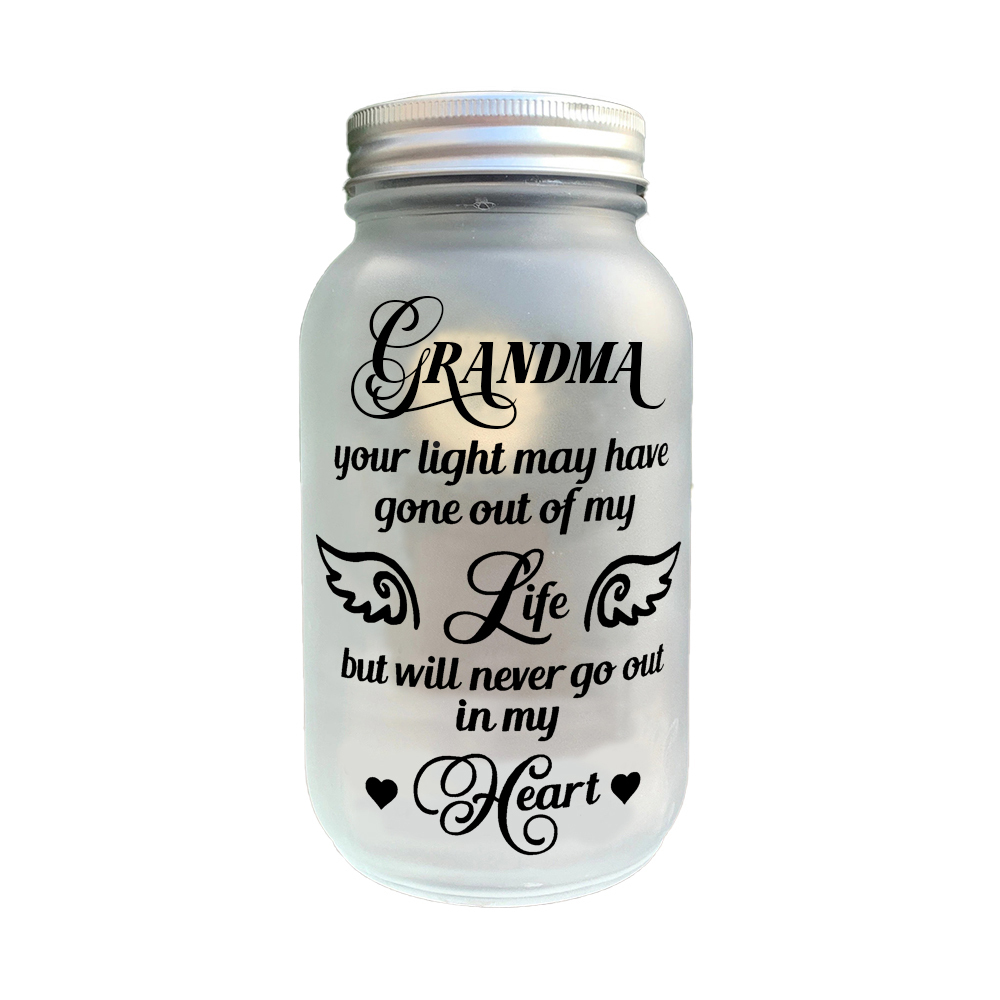 Memorial Mason Jar Night Light Never Go Out in My Heart Led Lamp
