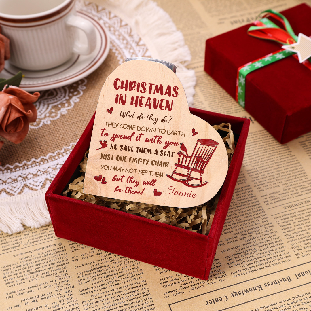 Personalized Wooden Candle Holder Heart-shaped Memorial Candlesticks Customized Name Chair Candle Holder - Christmas In Heaven