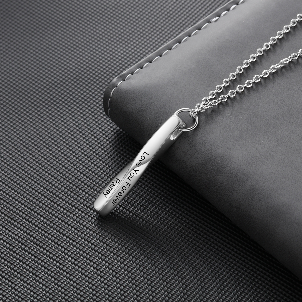 Personalized 4 Side 3D Bar Necklace Vertical Name Bar Necklace Gift