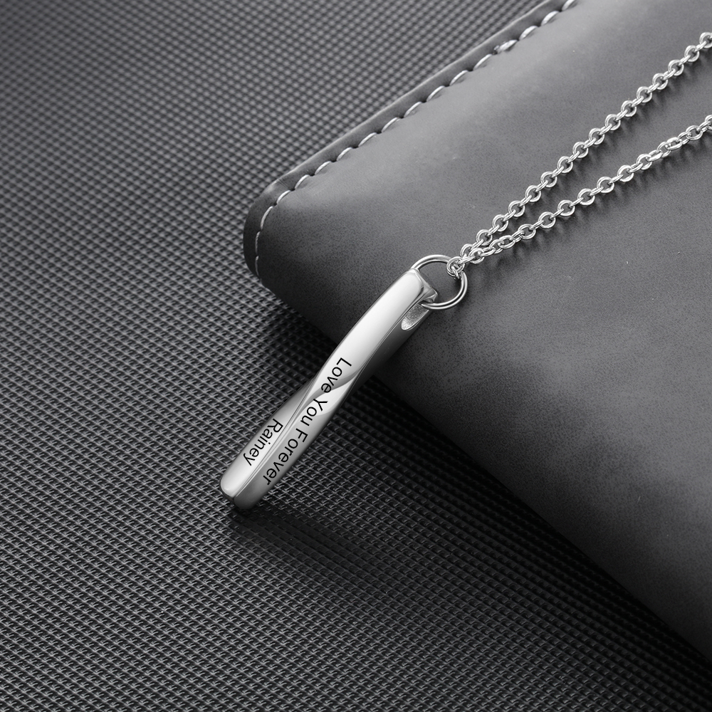 Personalized 4 Side 3D Bar Necklace Vertical Name Bar Necklace Gift