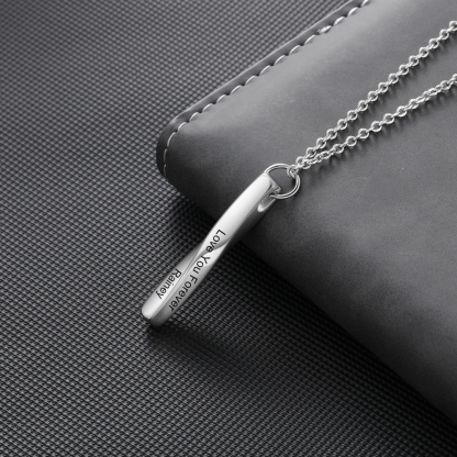 Personalized 4 Side 3D Bar Necklace Vertical Name Bar Necklace Gift