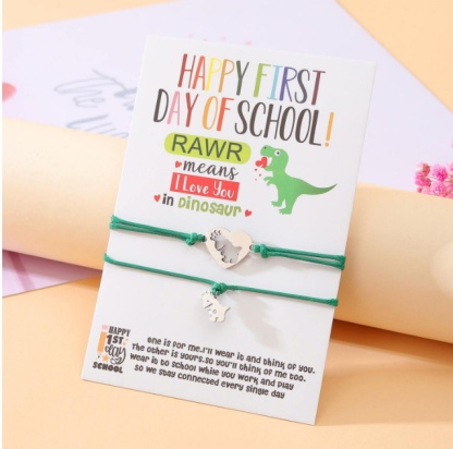 [Copy]2 Pcs Dinosaur Bracelet Set Adjustable Bracelets with Gift Card Mommy & Me Back to School Gifts for Kids