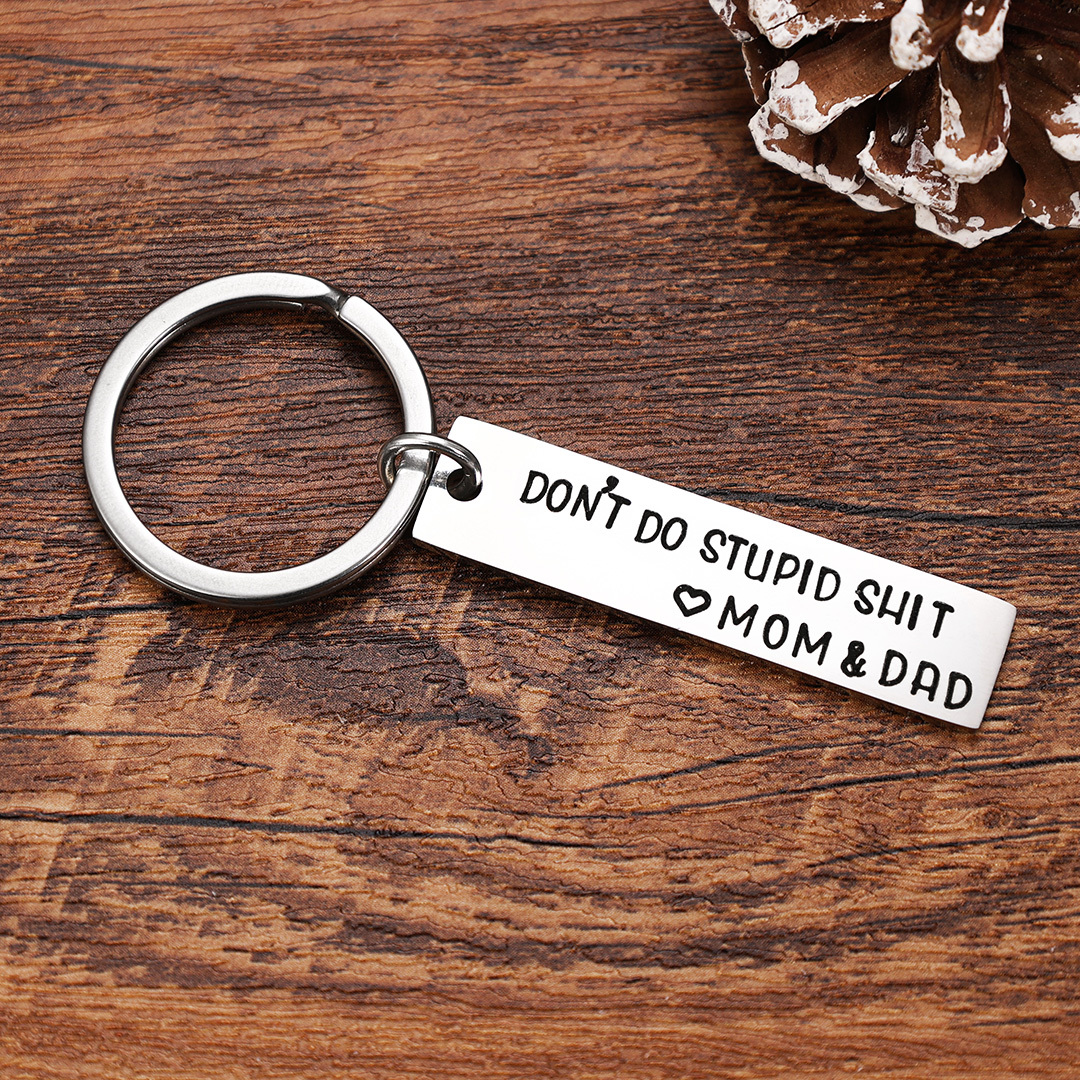 Don't Do Stupid Funny Keychain Surprise Gift Box Set for Son and Daughter